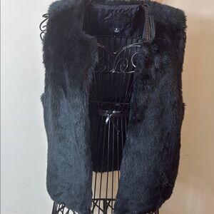 JOUJOU Faux Fur Lined Black Vest with Hooked Buttons Size Small